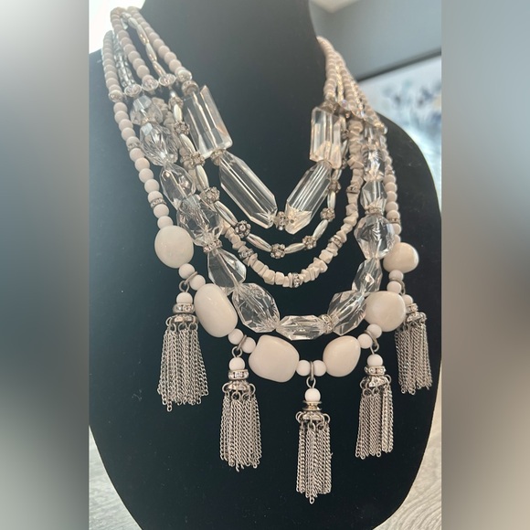 CHICOS STATEMENT NECKLACE & CLIP ON EARRINGS-SPARKLE BLING TASSLES & MORE!🔥🔥🔥 - Picture 12 of 17